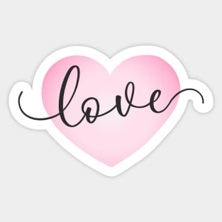 Simple Love Pink Heart Valentine's Day Calligraphy Sticker